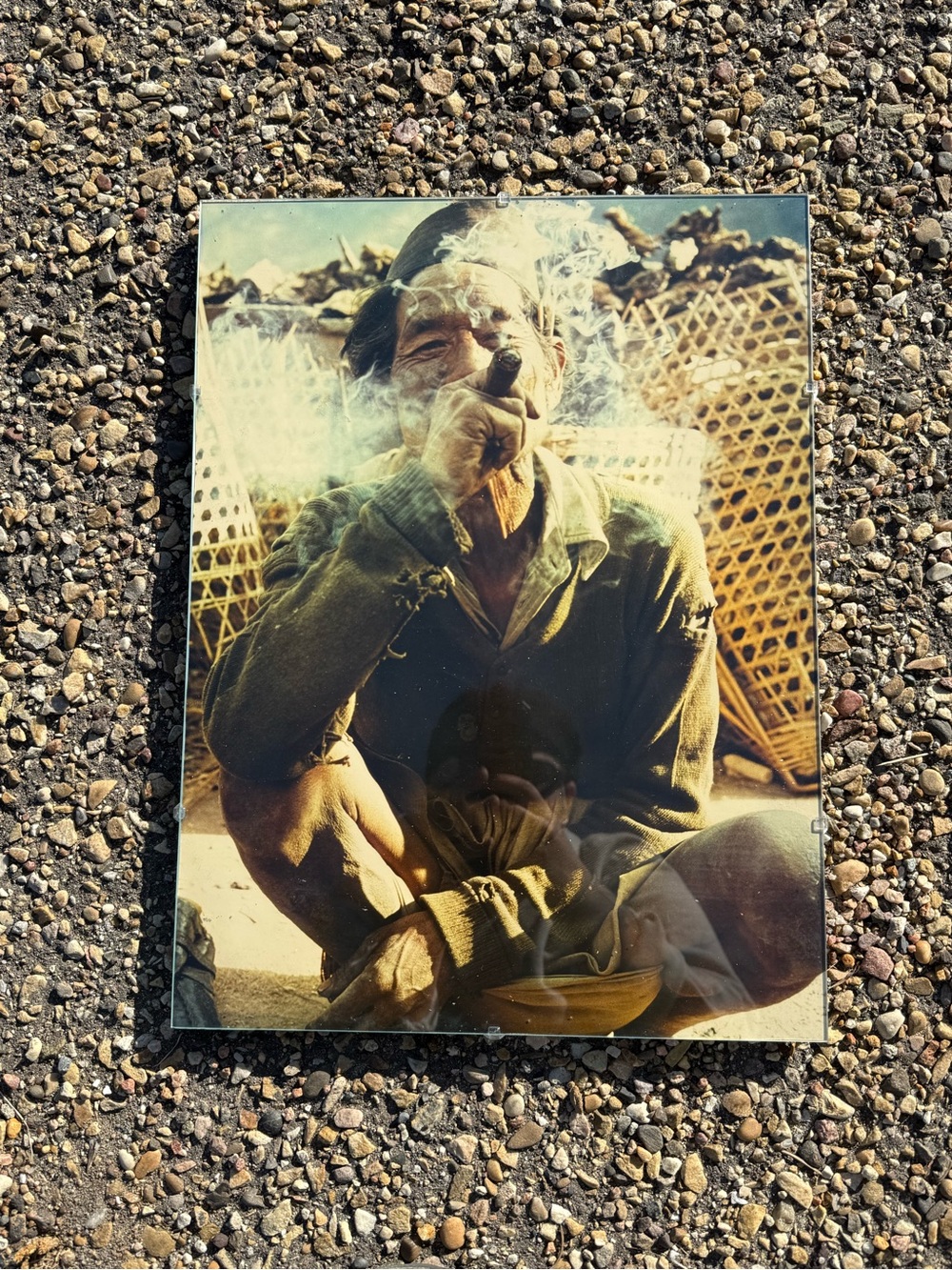 Smoking Man Vintage Fine Arts Photography Anthropological Exhibit Framed Print